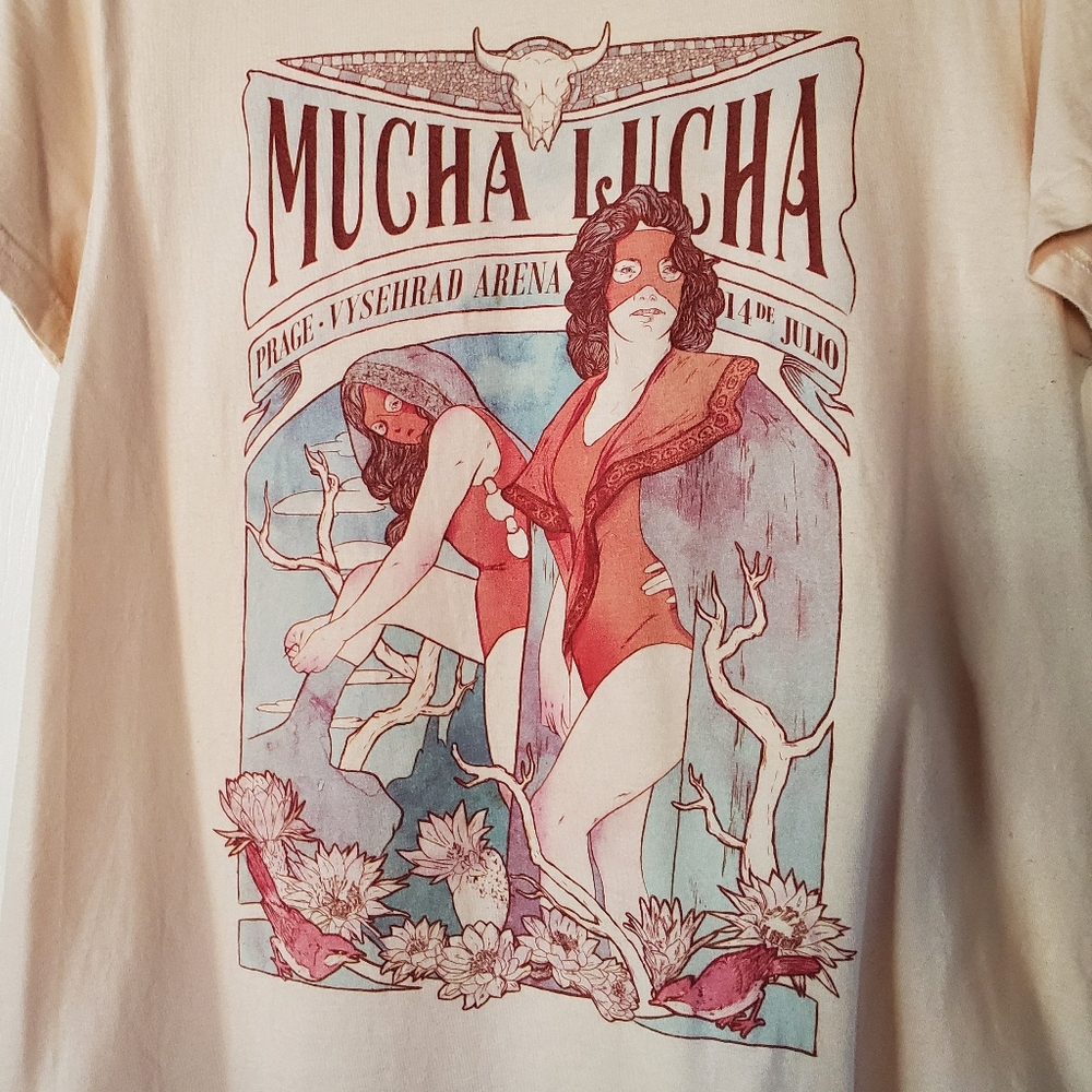 Threadless Mucha Lucha Graphic Tee Women's Size Large Preppy College School